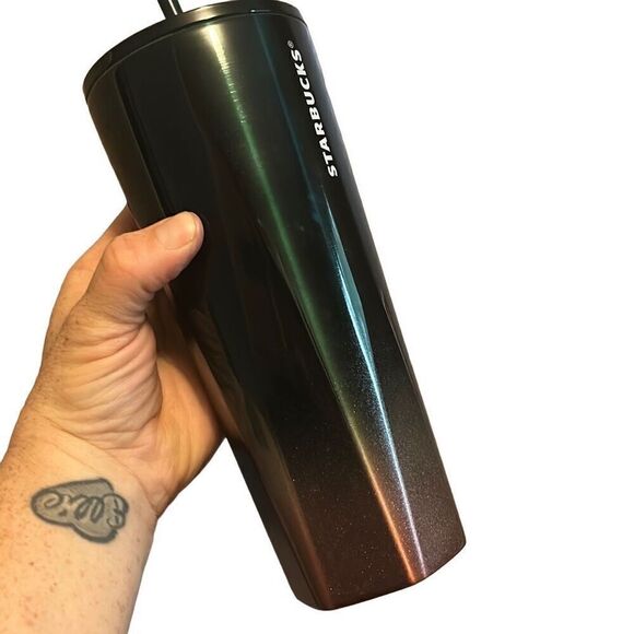 Starbucks Tumbler Black Faceted Cold Cup 24 oz with Straw - Picture 6 of 7